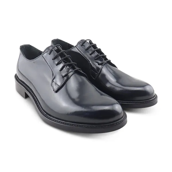 Derby blu in pelle abrasivatoa