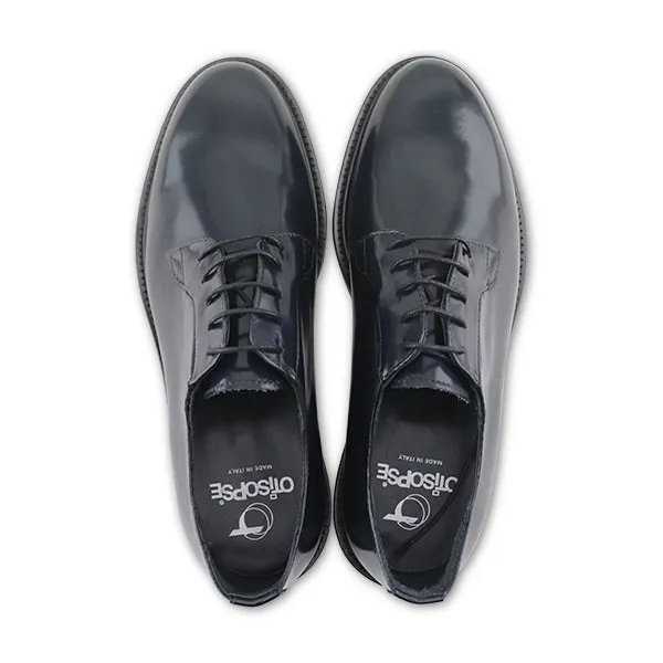 Derby blu in pelle abrasivatoa
