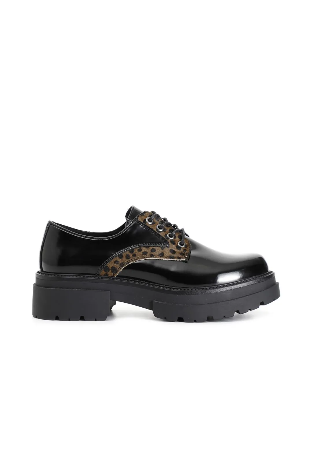 derby donna in similpelle con cavallino nero