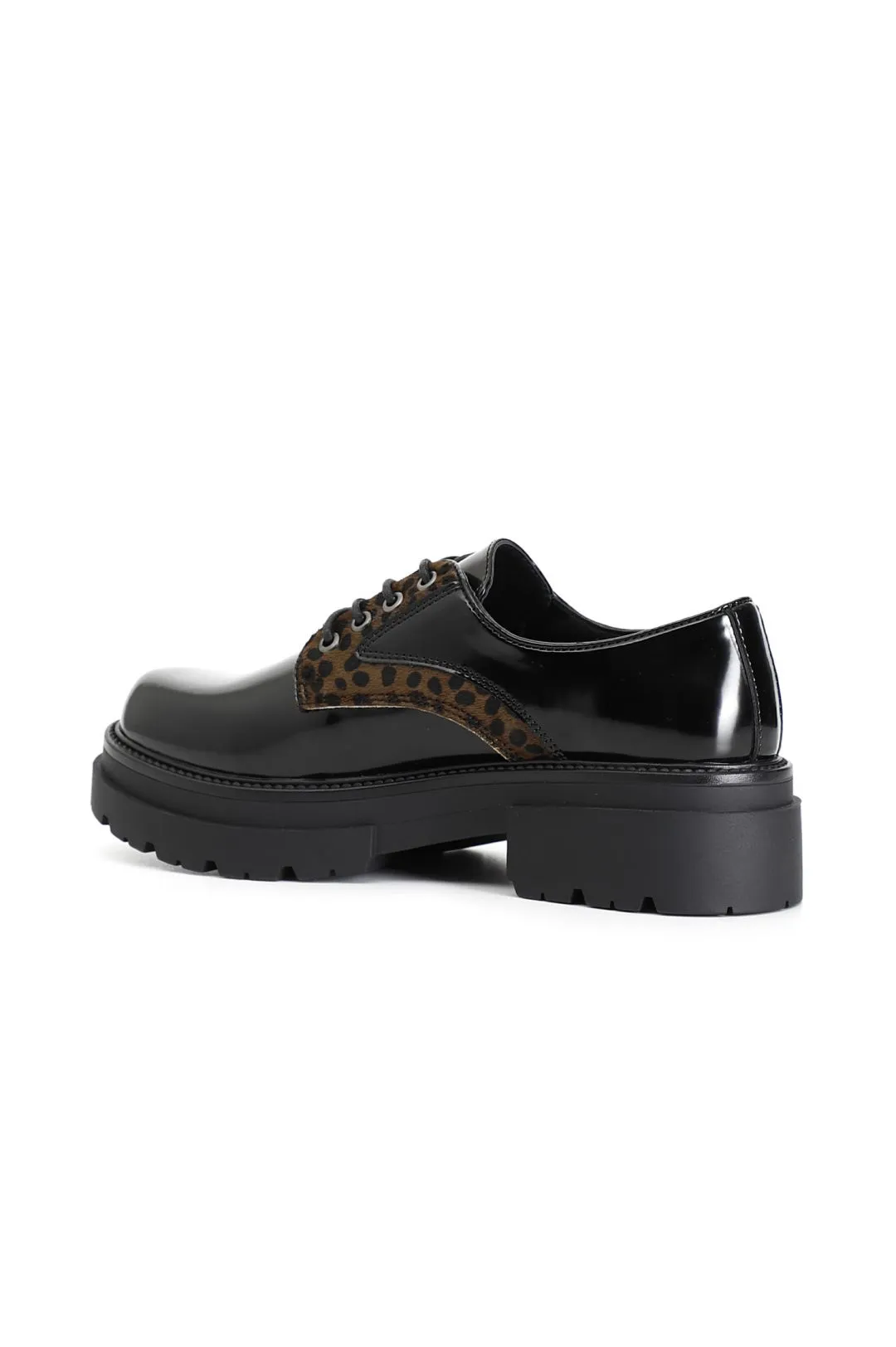 derby donna in similpelle con cavallino nero