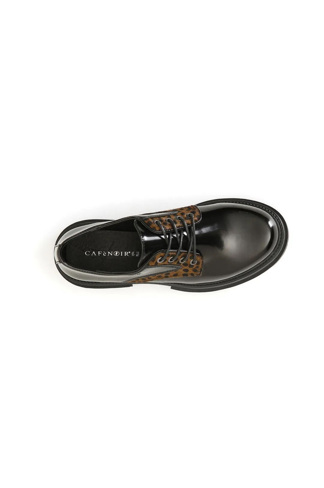 derby donna in similpelle con cavallino nero