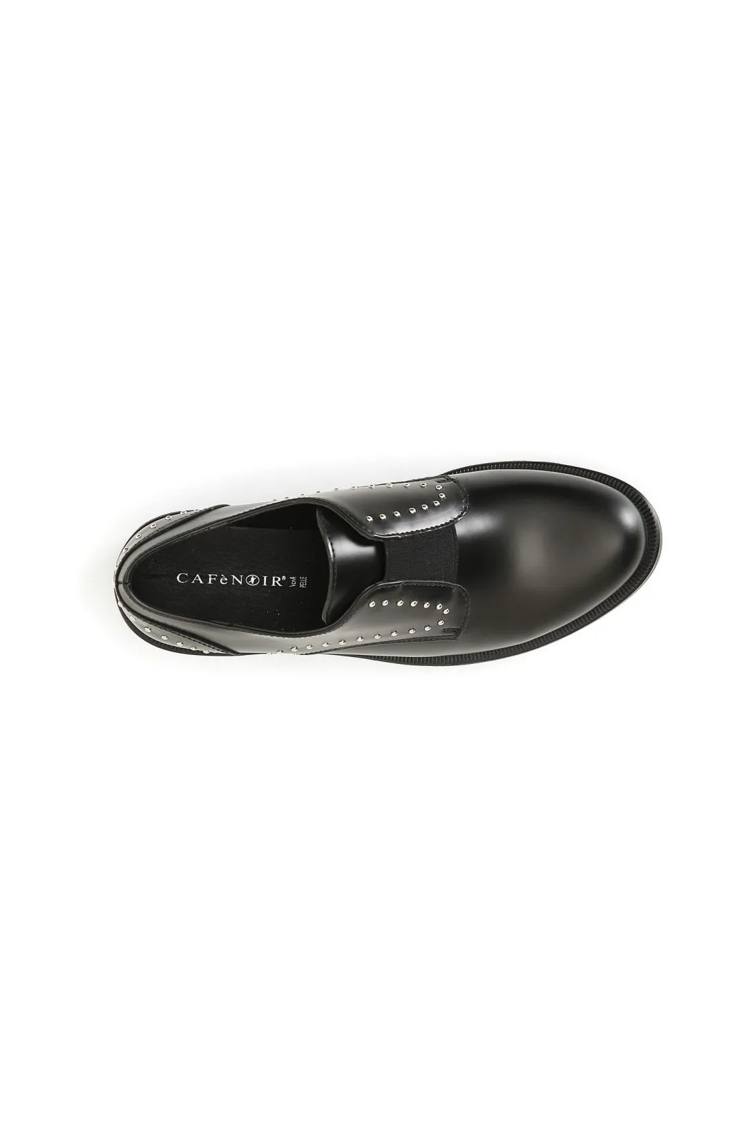 derby donna in similpelle spazzolata con borchie nero