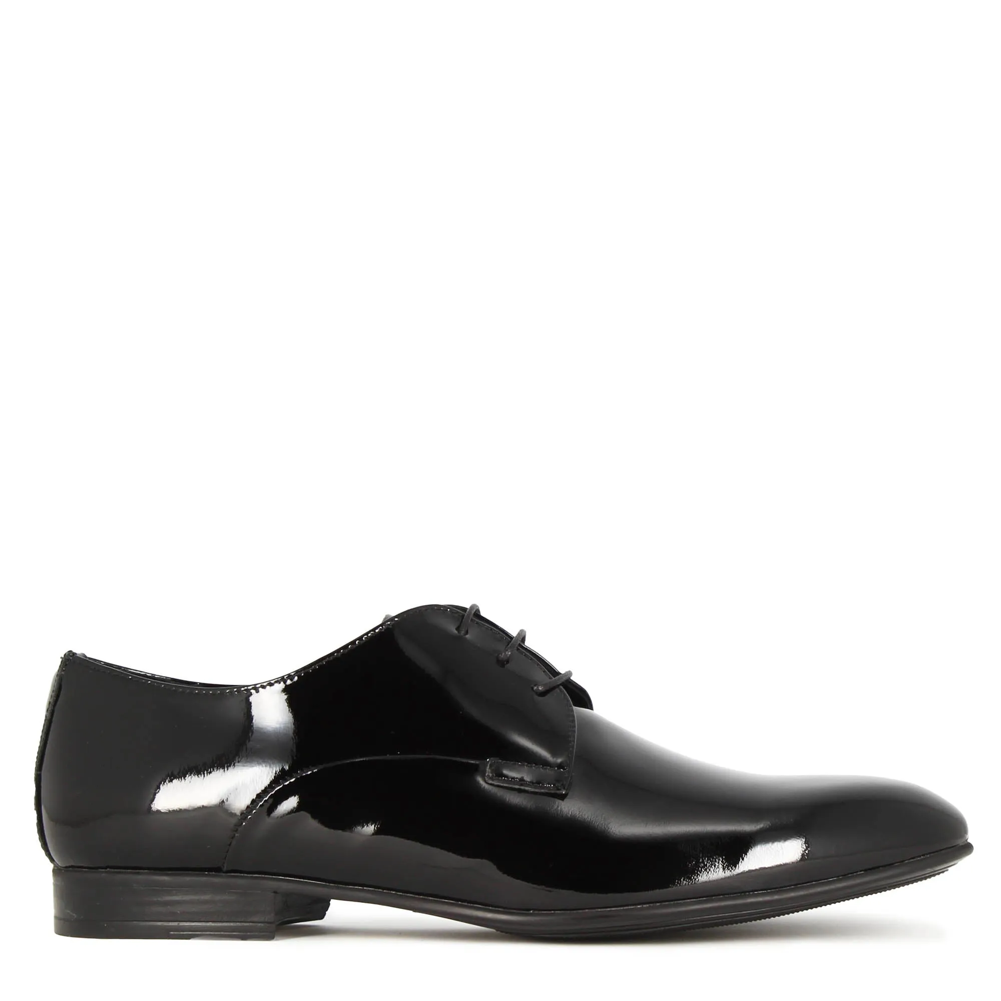 Derby elegante da uomo in pelle lucida colore nero
