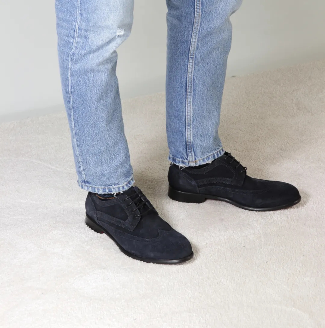 Derby elegante da uomo in pelle scamosciata colore blu