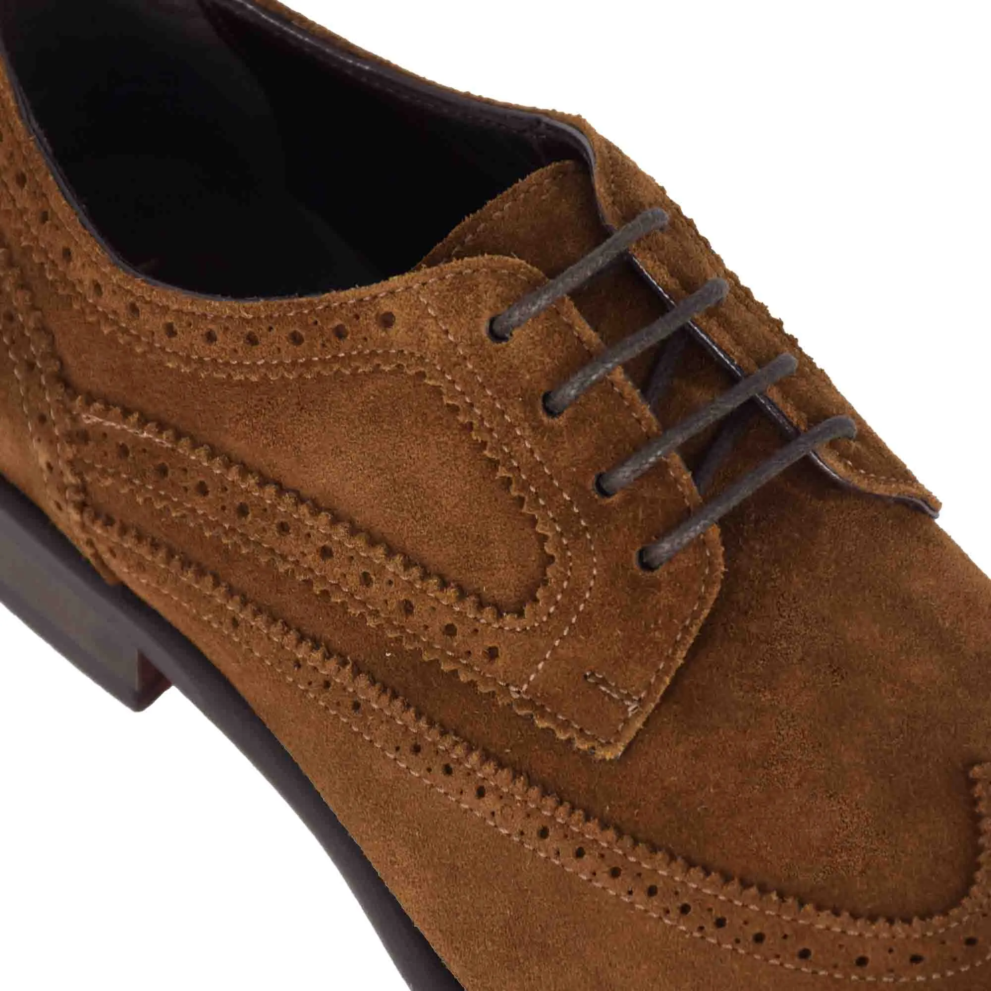 Derby elegante da uomo in pelle scamosciata colore marrone