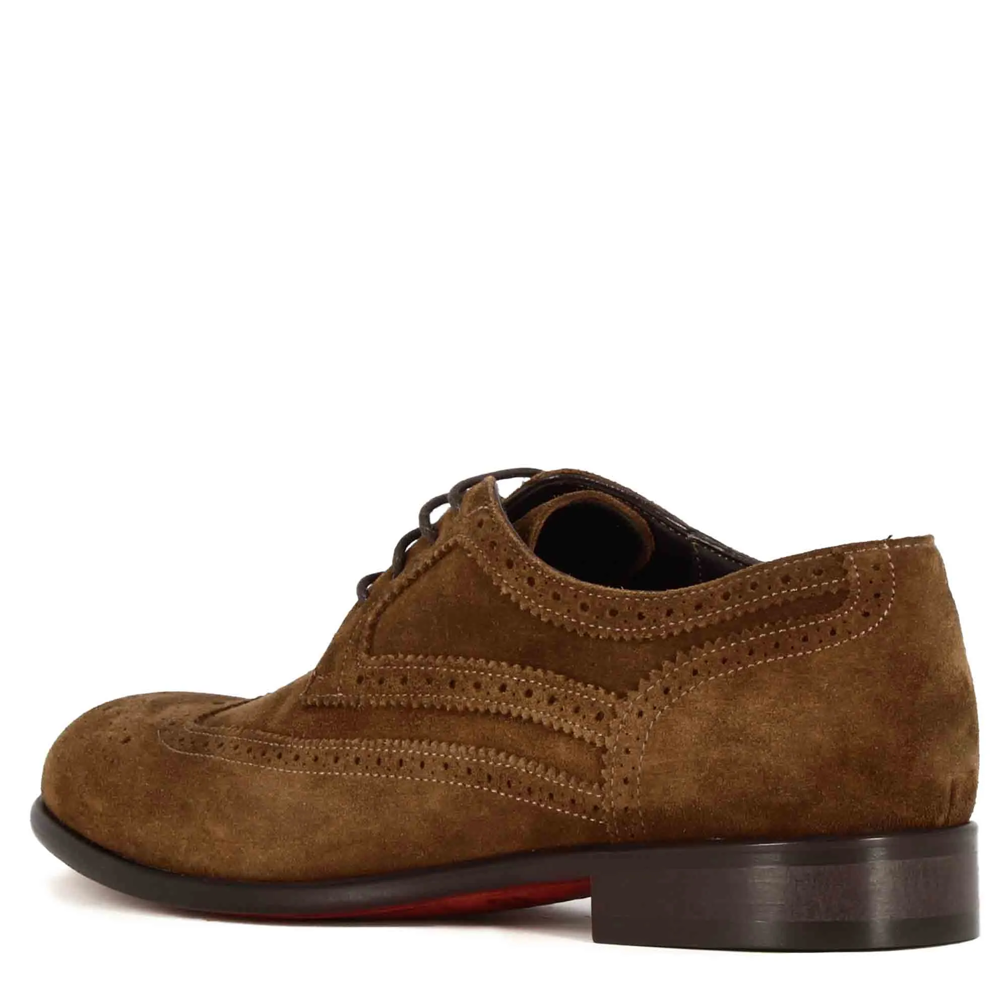 Derby elegante da uomo in pelle scamosciata colore marrone
