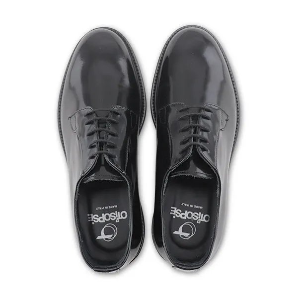 Derby nero in pelle abrasivato