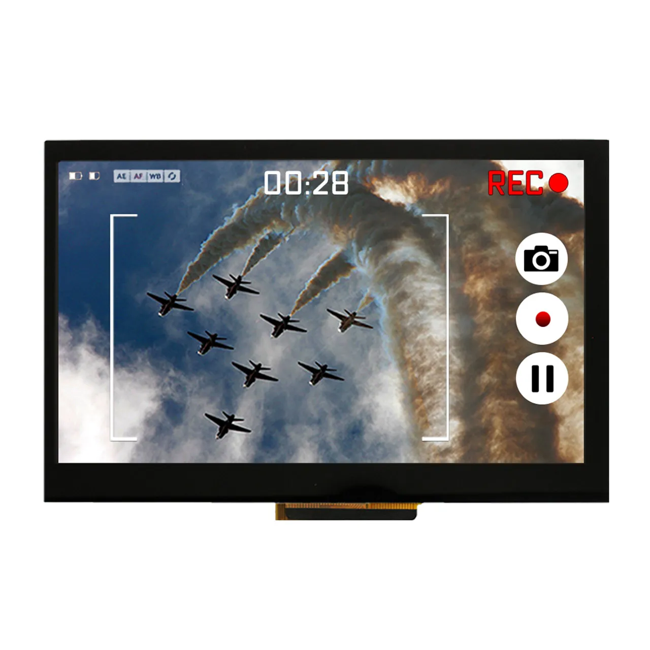 Display LCD a colori NEWHAVEN DISPLAY INTERNATIONAL, 7poll, interfaccia RGB, 800 x 480pixels, touchscreen