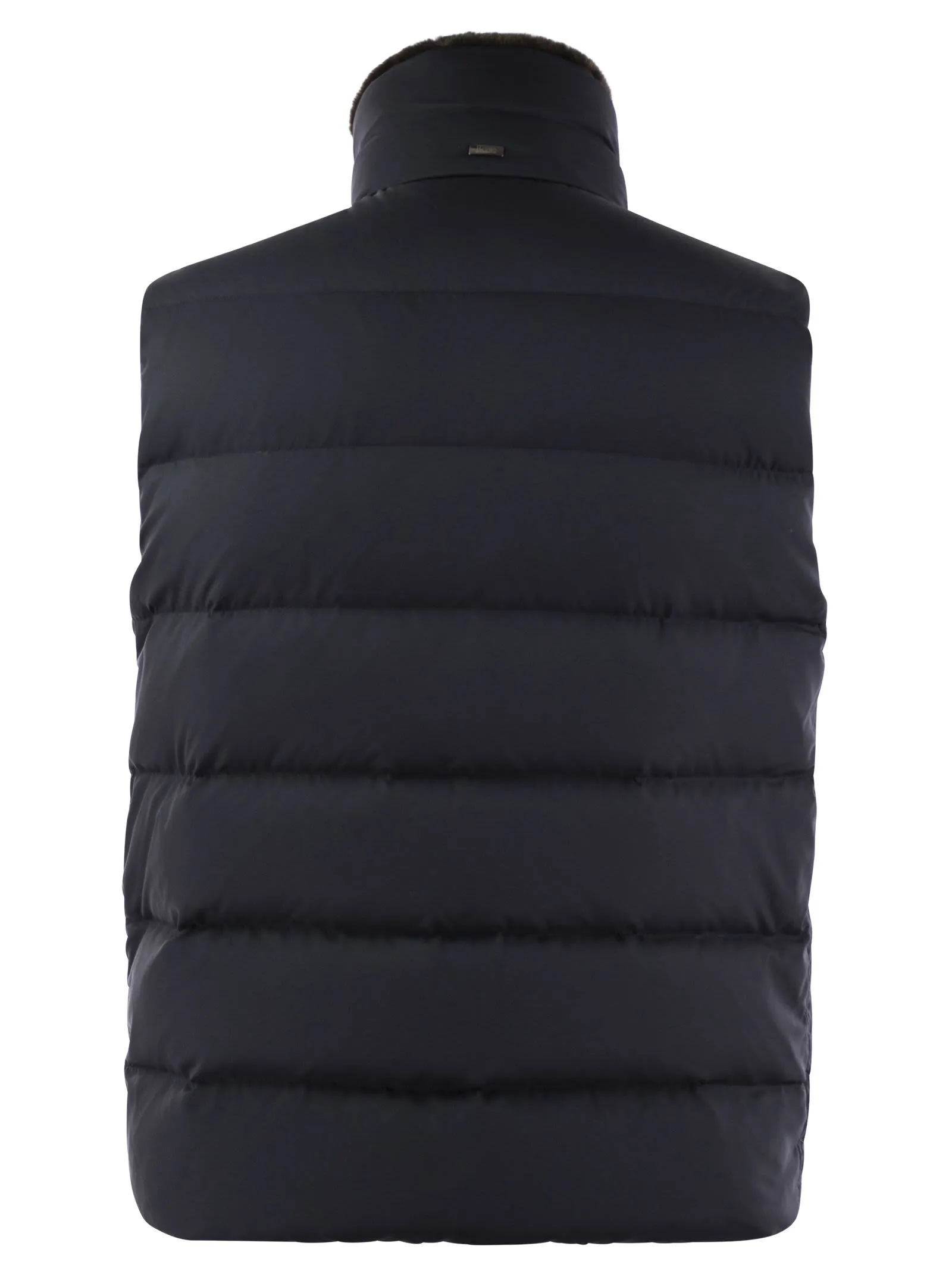 Down-filled waistcoat with fur insert