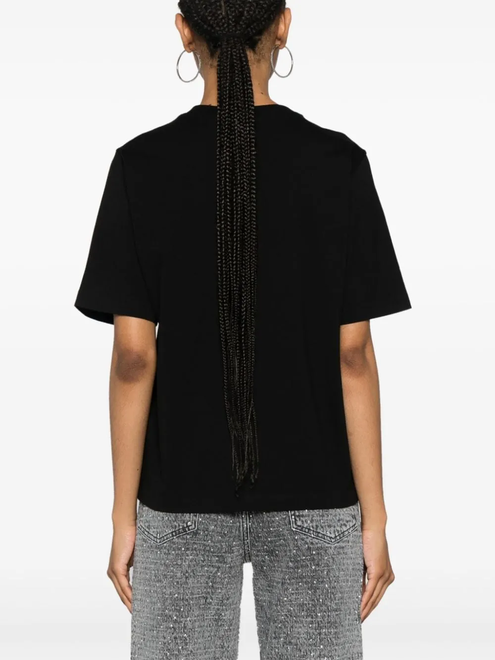 Dsquared2 T-shirt Nero Donna Logo Foglia