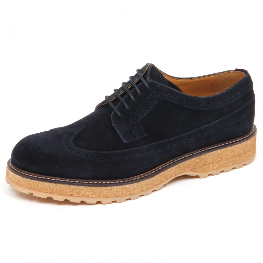 E0500 scarpa uomo blu CARACCIOLO 1971 scarpe inglese suede shoe man