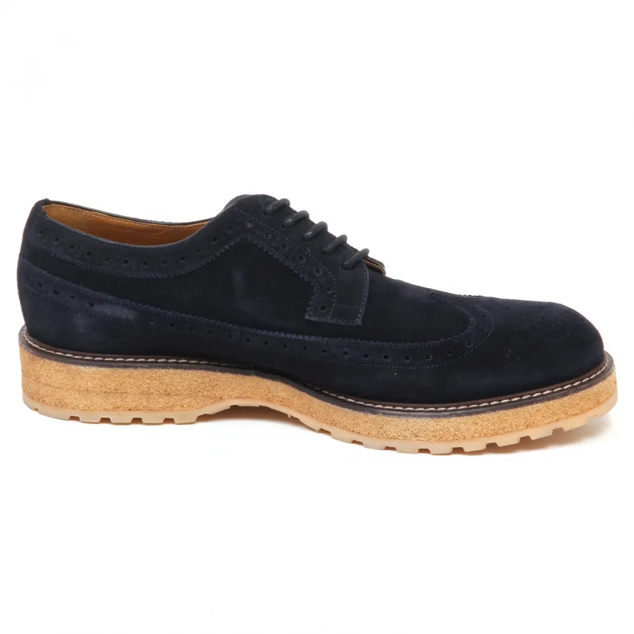 E0500 scarpa uomo blu CARACCIOLO 1971 scarpe inglese suede shoe man
