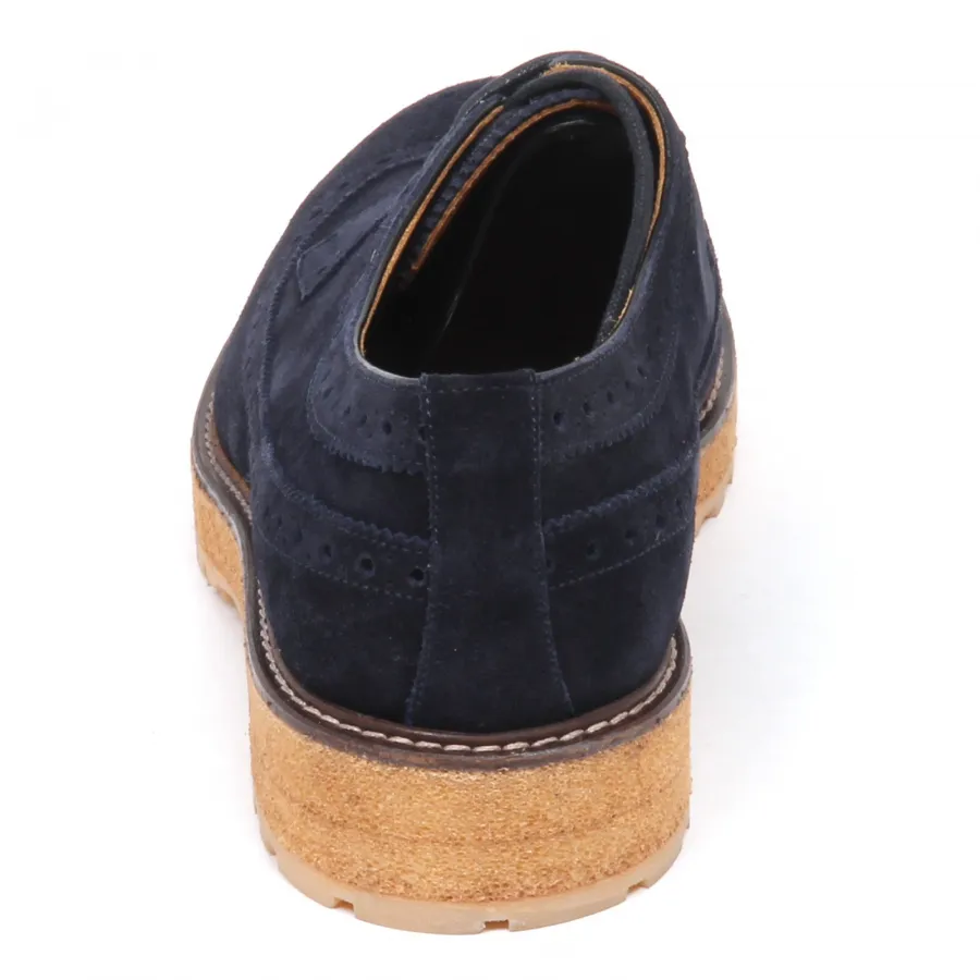 E0500 scarpa uomo blu CARACCIOLO 1971 scarpe inglese suede shoe man