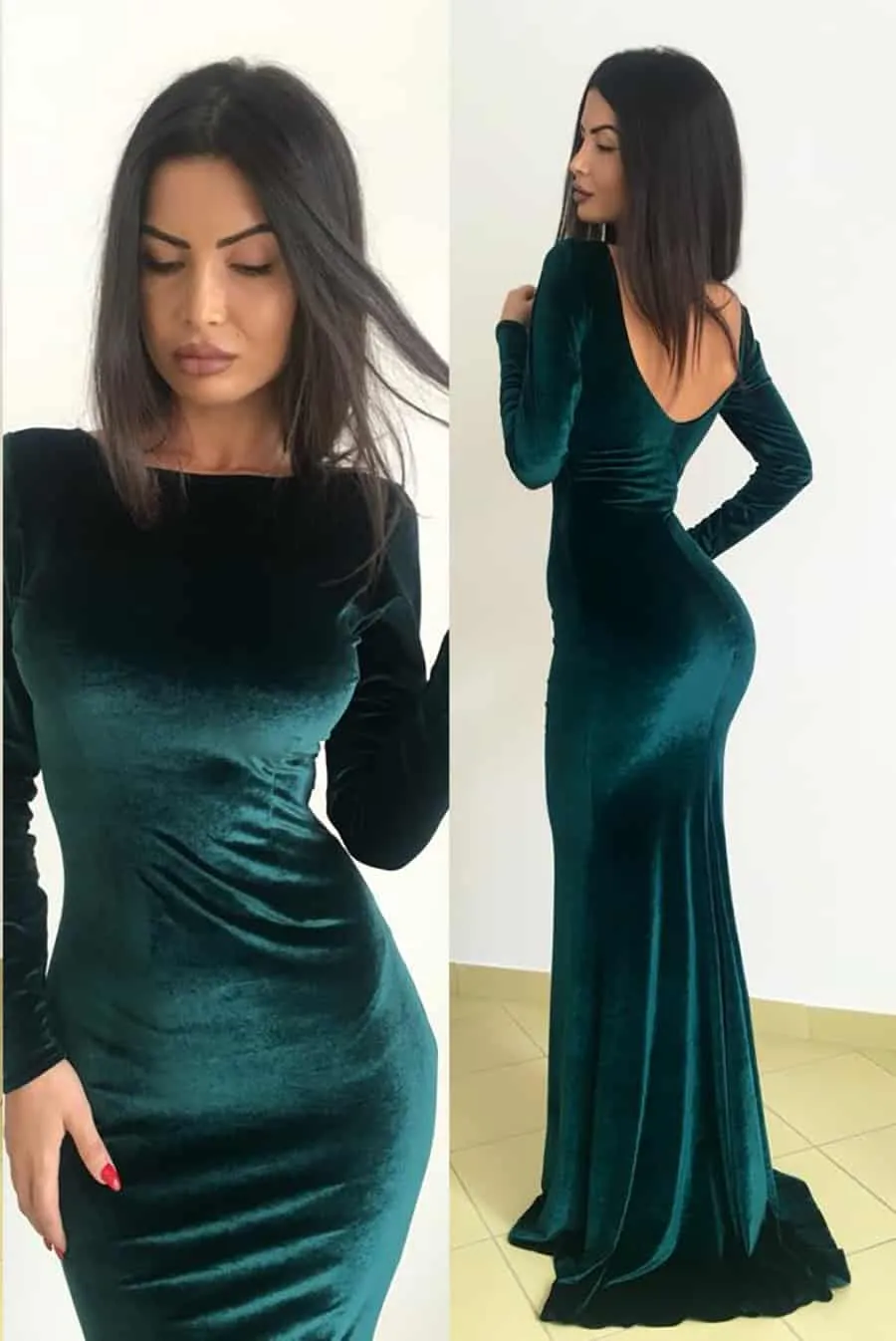 Elegante abito a sirena con il fondo svasato