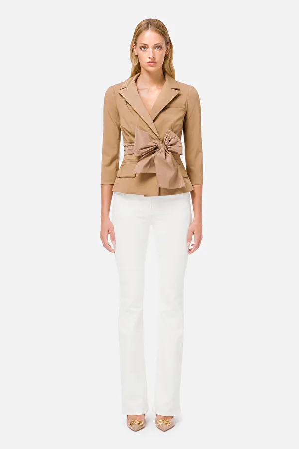 ELISABETTA FRANCHI Giacca con revers e maxi fiocco