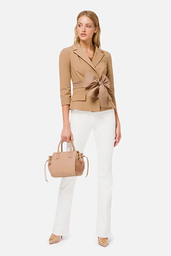 ELISABETTA FRANCHI Giacca con revers e maxi fiocco