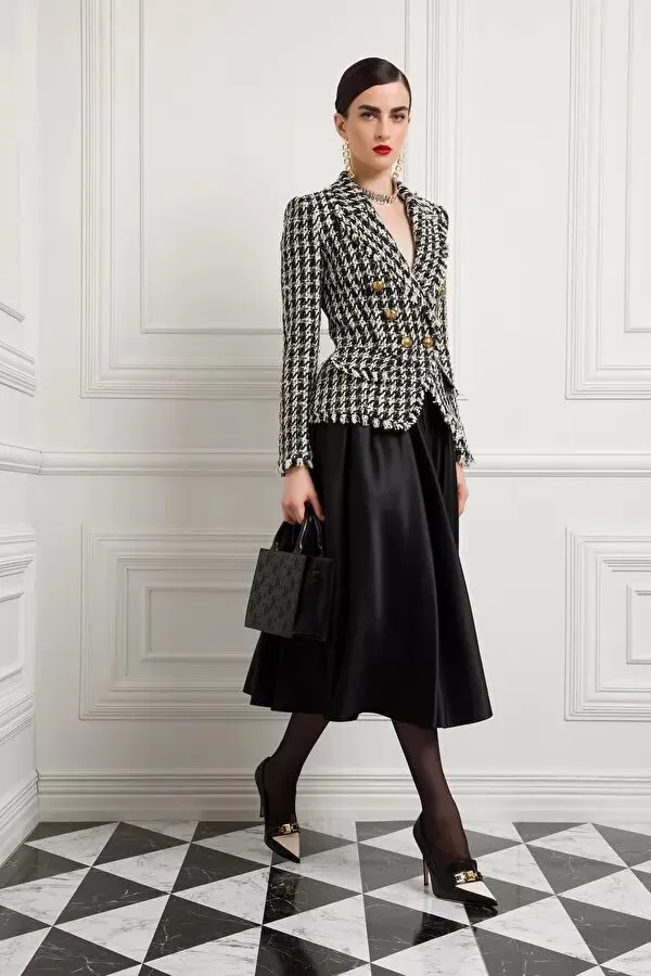 ELISABETTA FRANCHI Giacca in tweed con bottoni gold