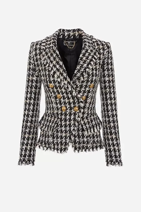 ELISABETTA FRANCHI Giacca in tweed con bottoni gold
