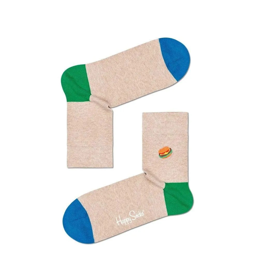 Embroidery Burger Half Crew Sock