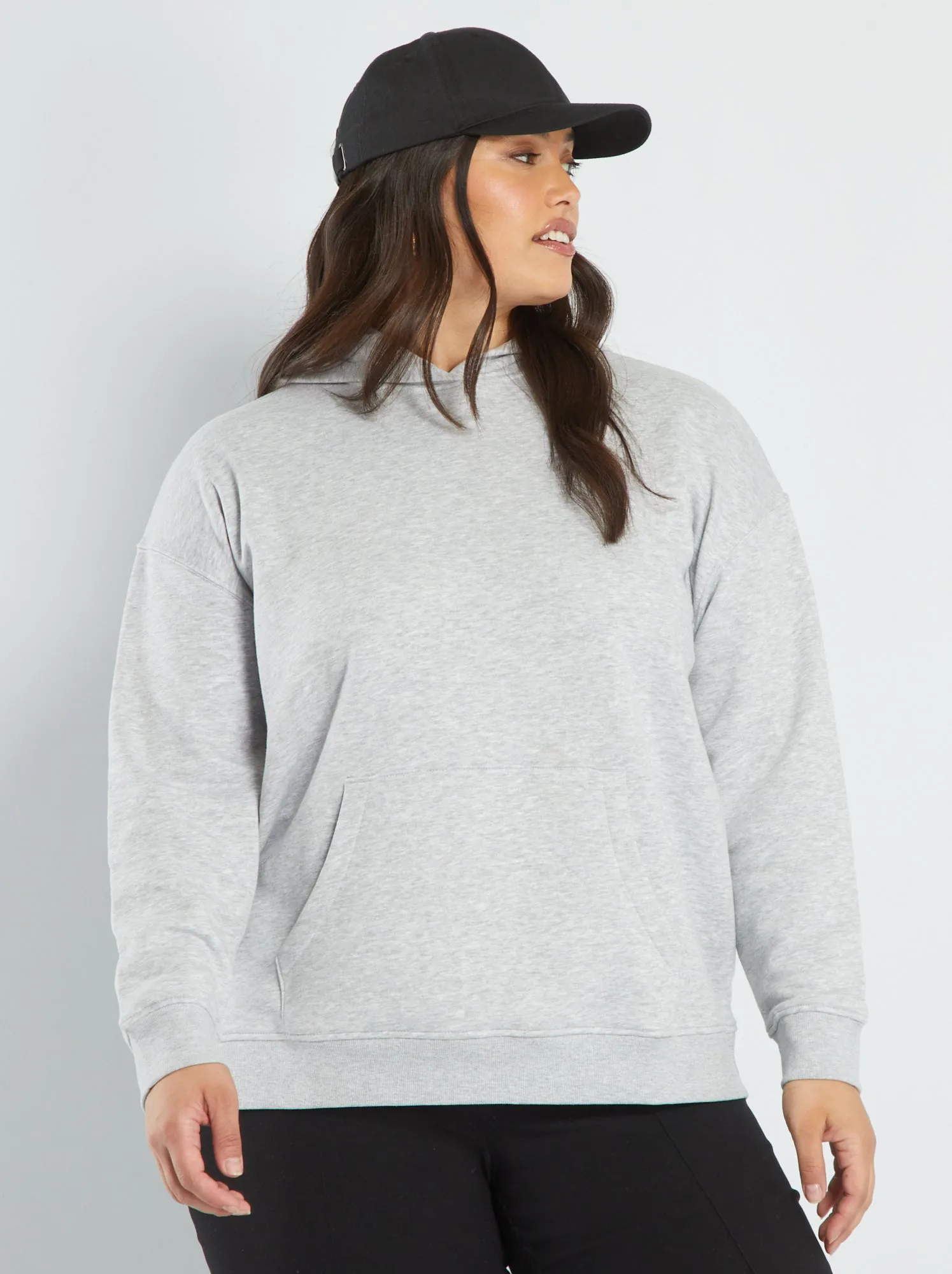 Felpa con cappuccio e tasca a marsupio - VL_GREY