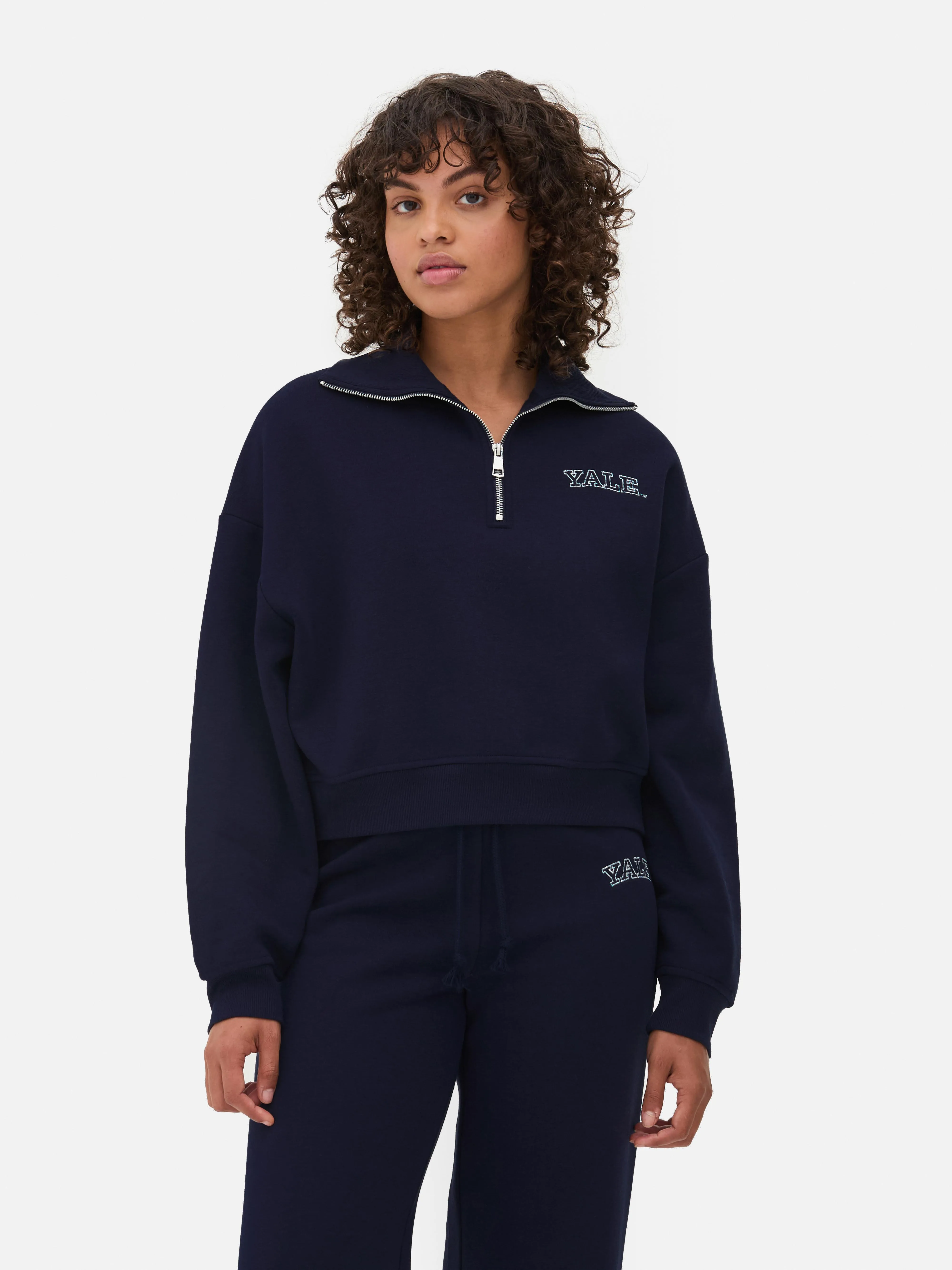 Felpa con mezza-zip coordinata Yale