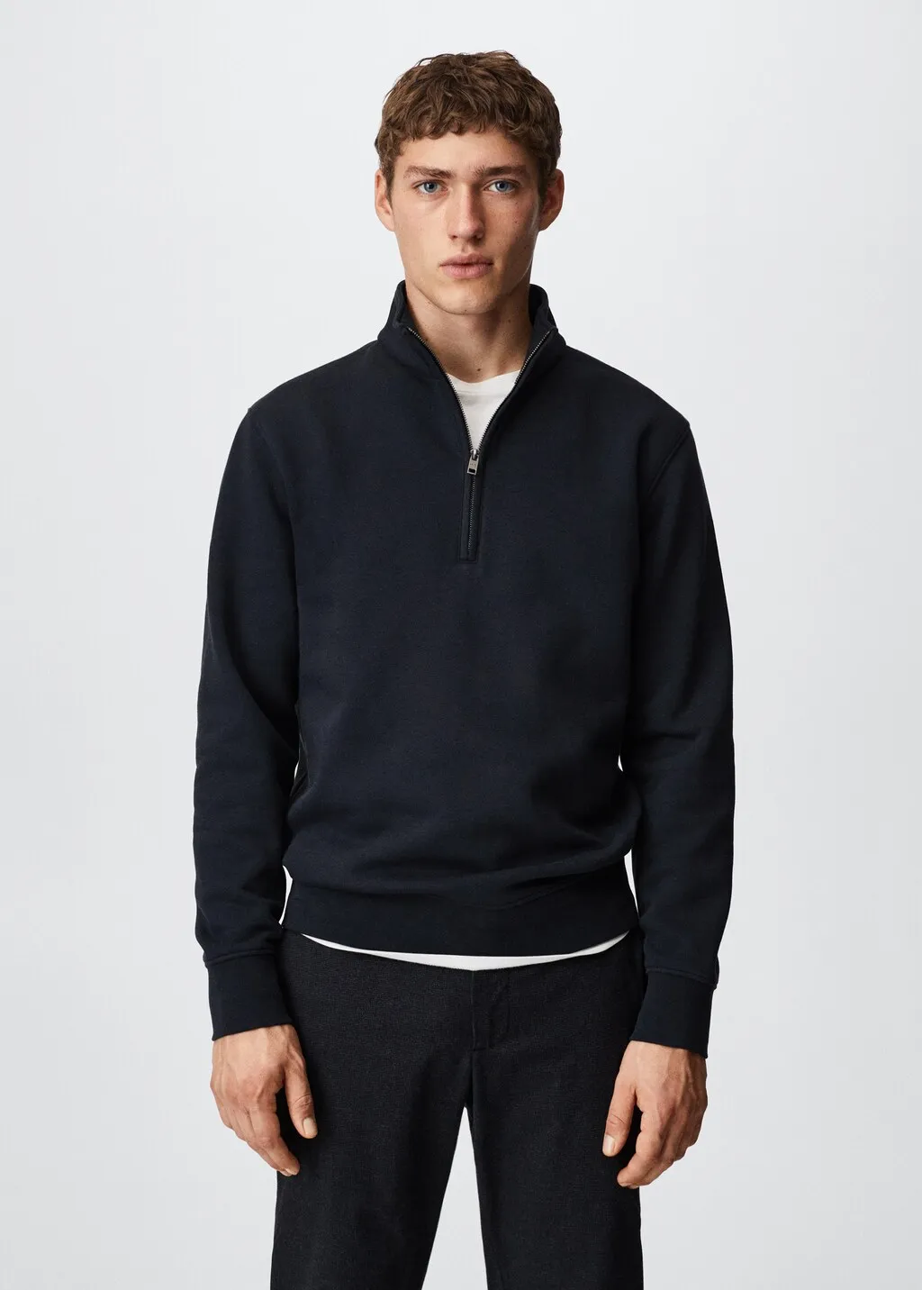 Felpa cotone collo zip