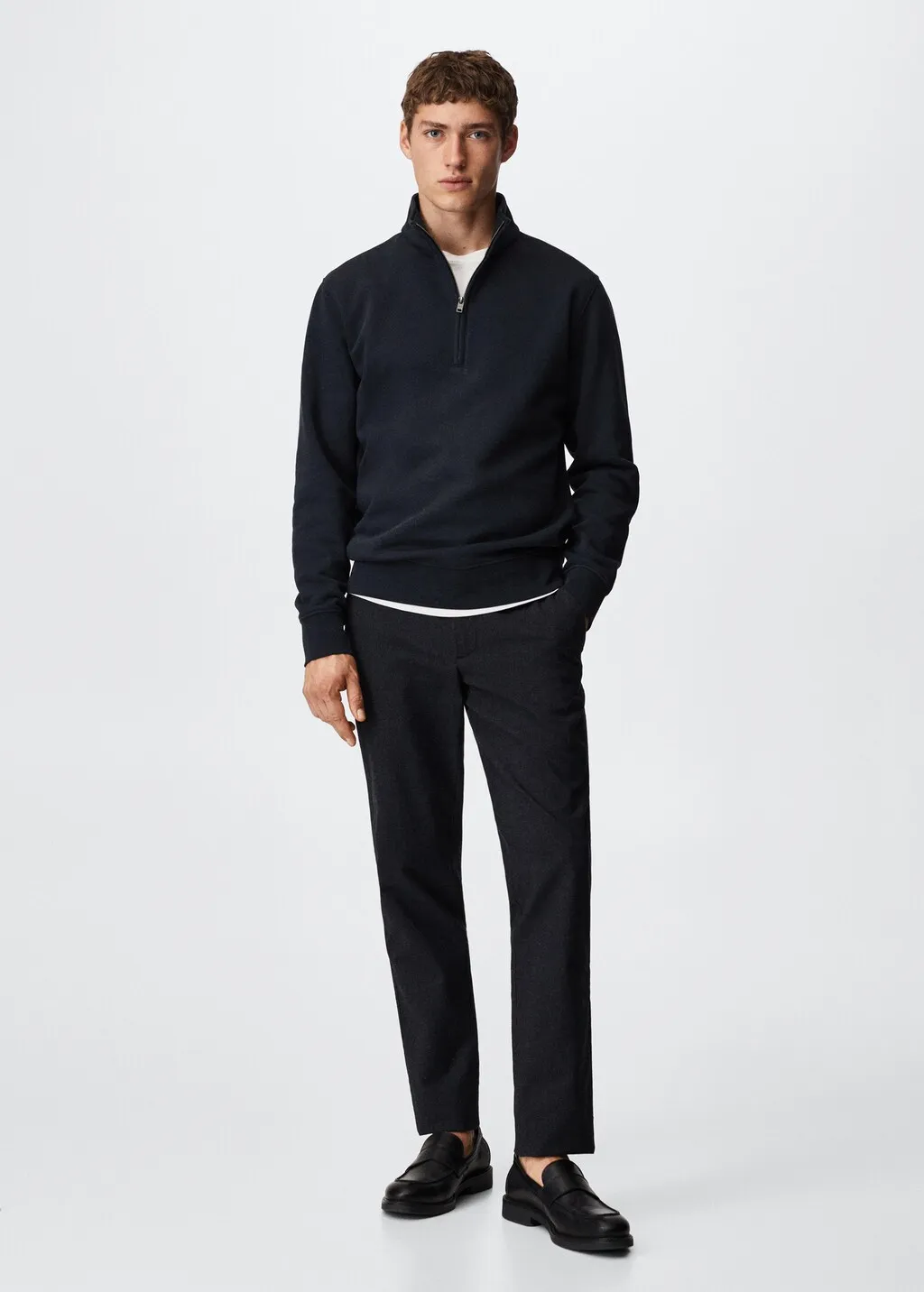 Felpa cotone collo zip