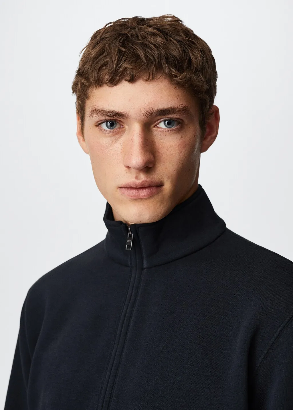 Felpa cotone collo zip