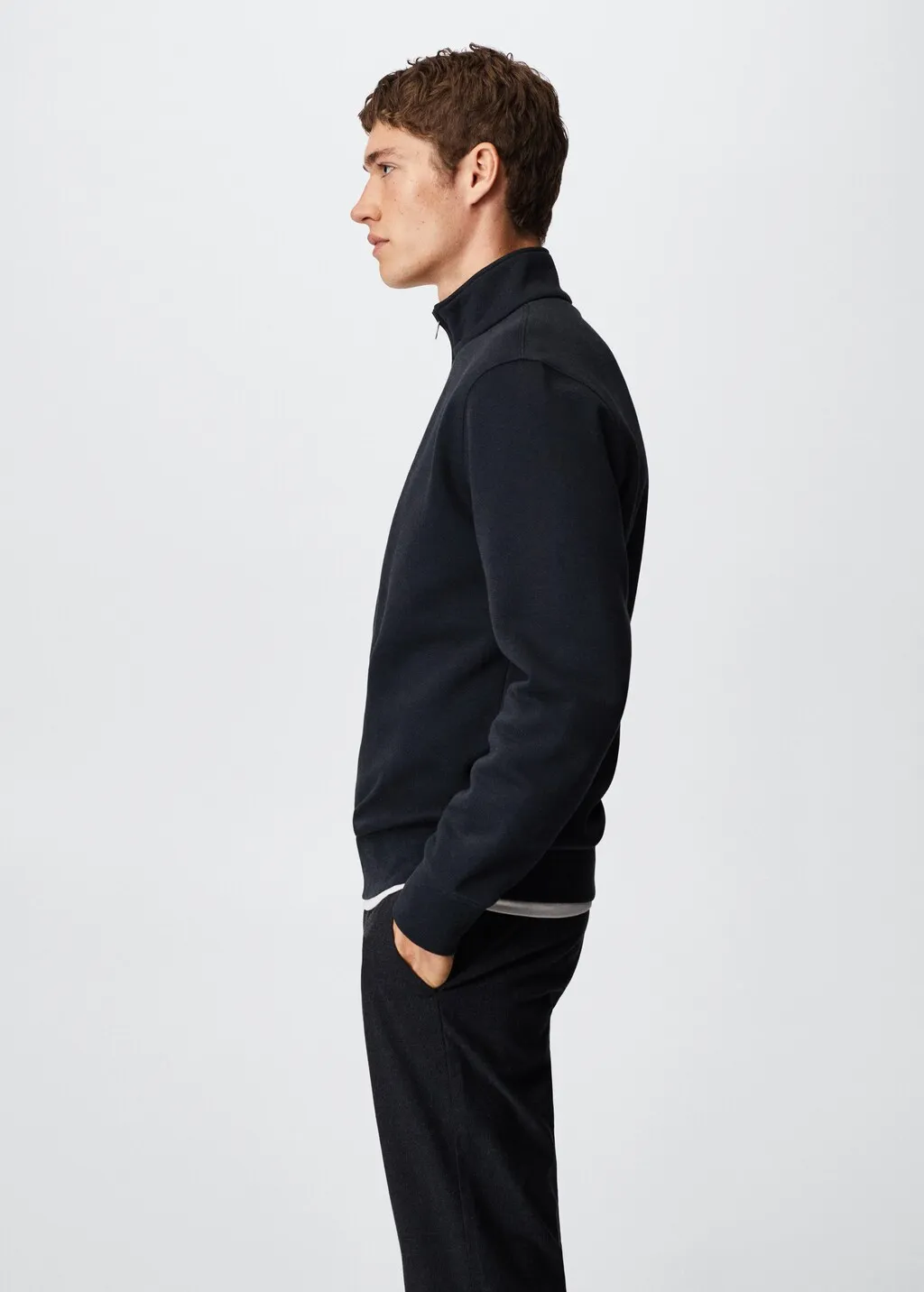Felpa cotone collo zip