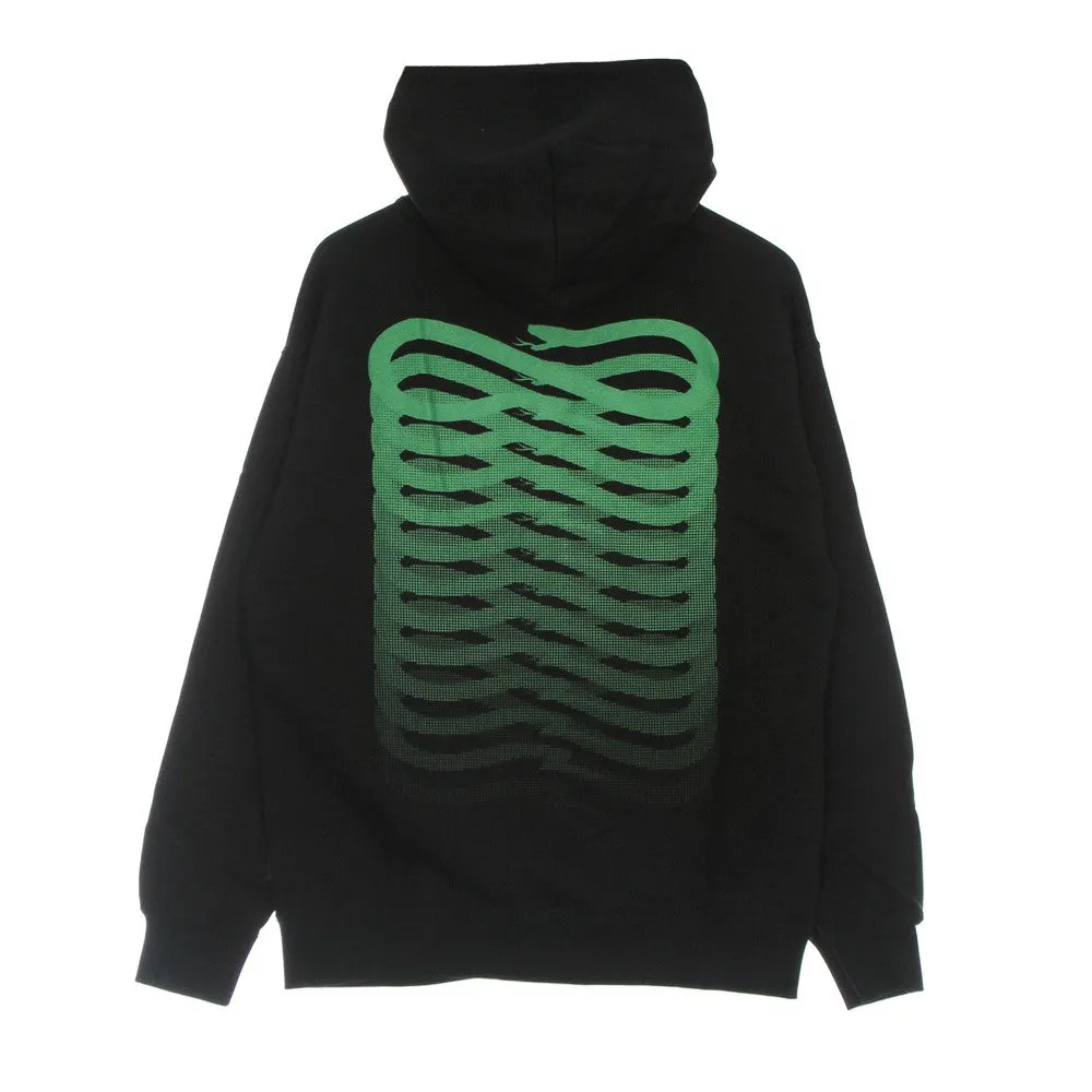 Felpa Leggera Cappuccio Uomo Ribs Green Hoodie Black/green