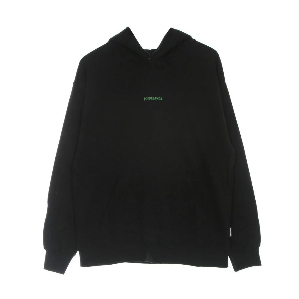 Felpa Leggera Cappuccio Uomo Ribs Green Hoodie Black/green