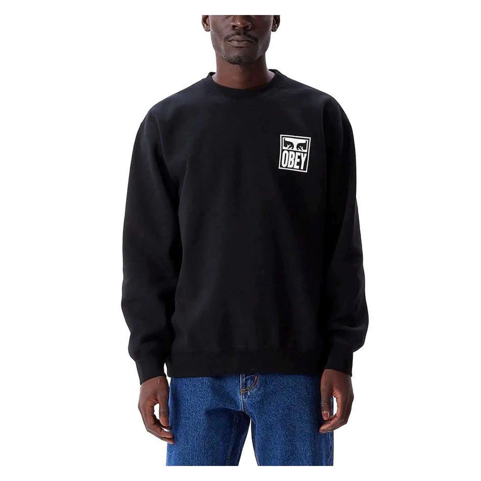 Felpe senza cappuccio Uomo Obey - Obey Eyes Icon Crew Premium Fleece - Nero