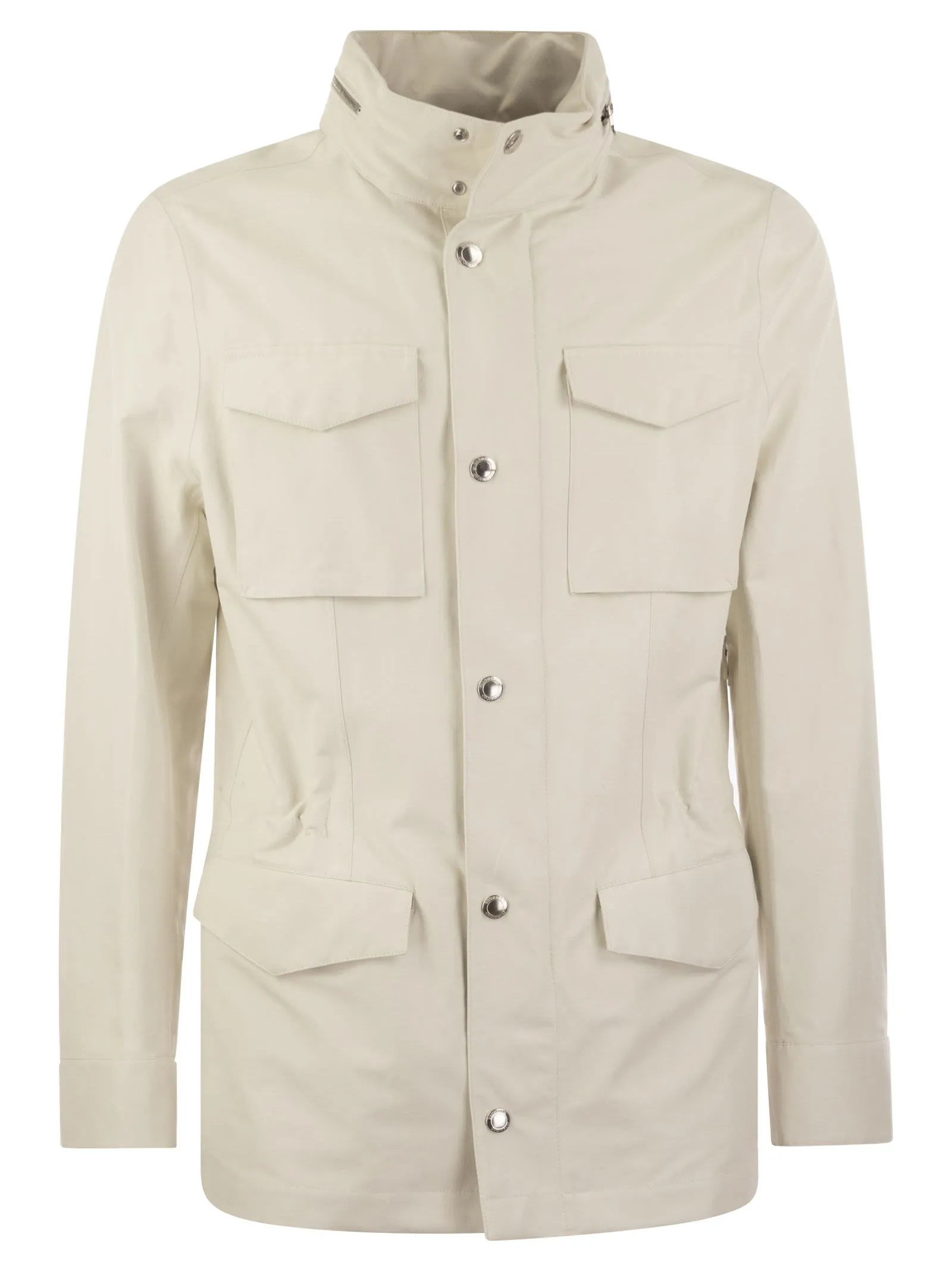 Field Jacket in linen and silk membrane panama with heat tapes