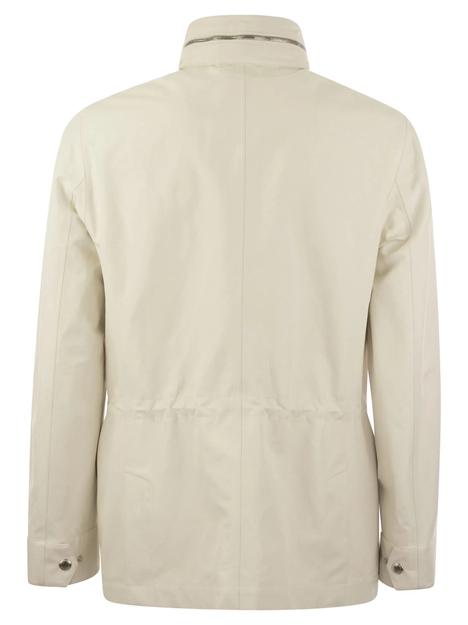 Field Jacket in linen and silk membrane panama with heat tapes