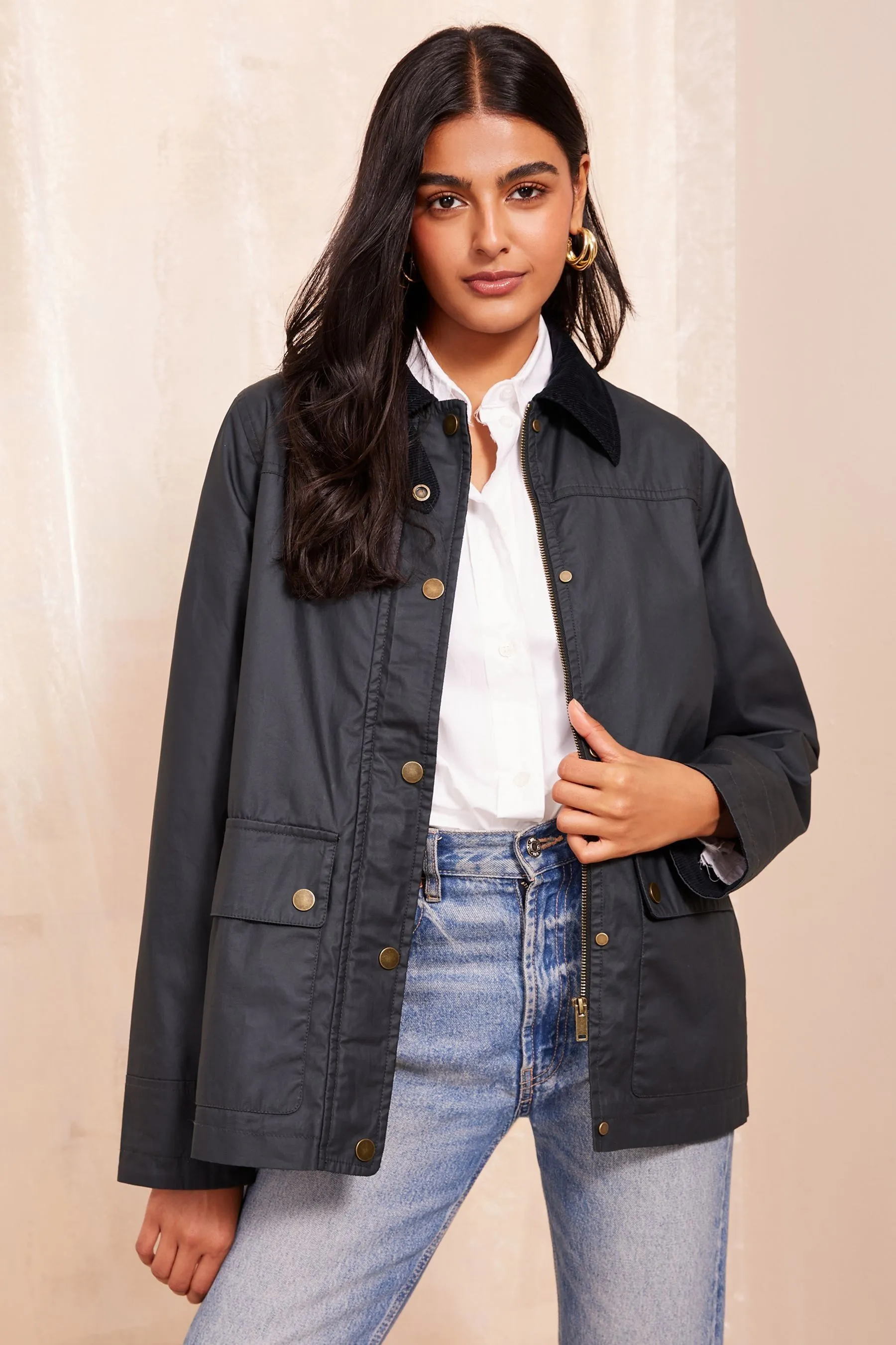 Friends Like These Coated Jacket with Corduroy Collar    