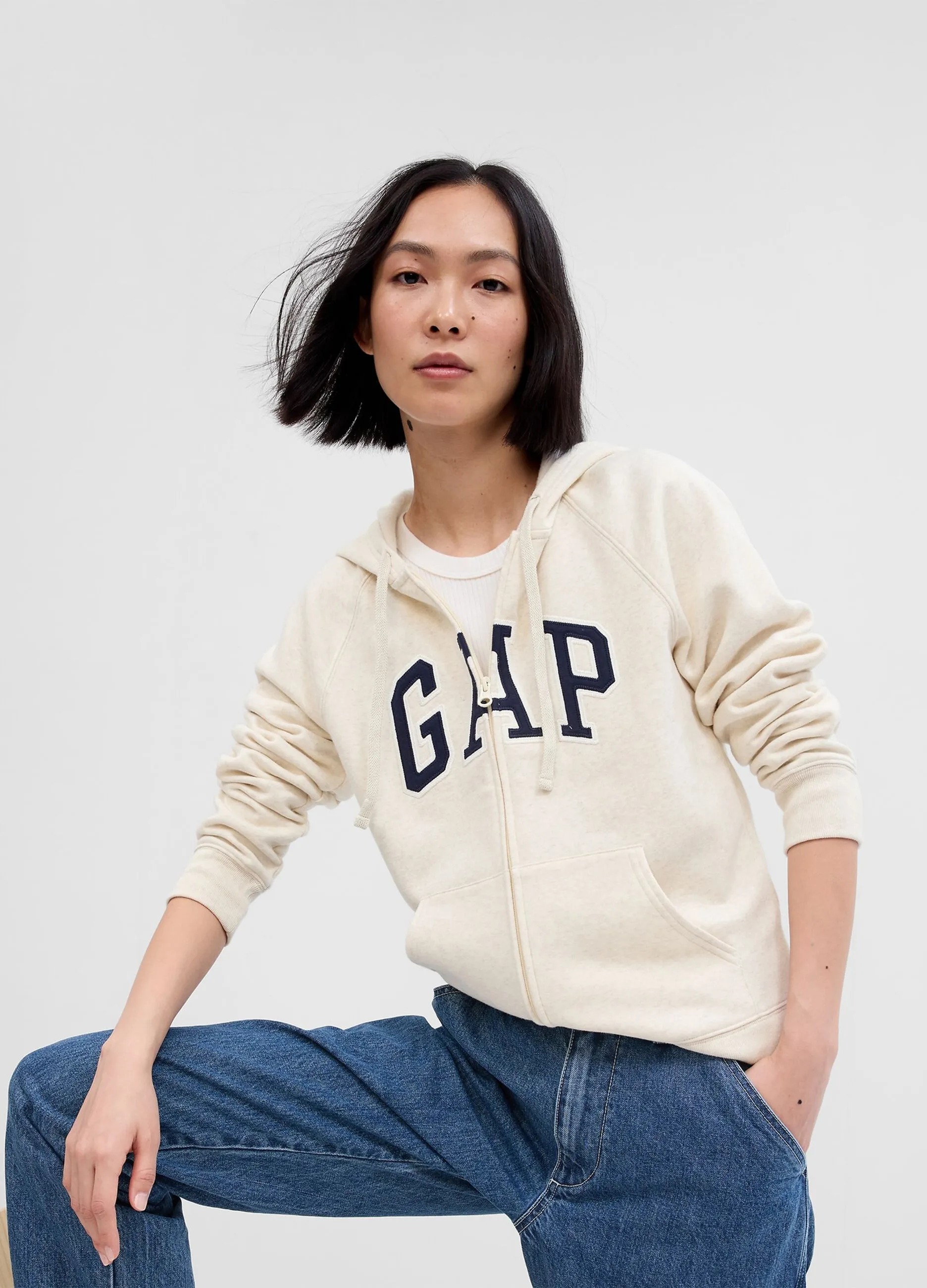 Full-zip con cappuccio ricamo logo