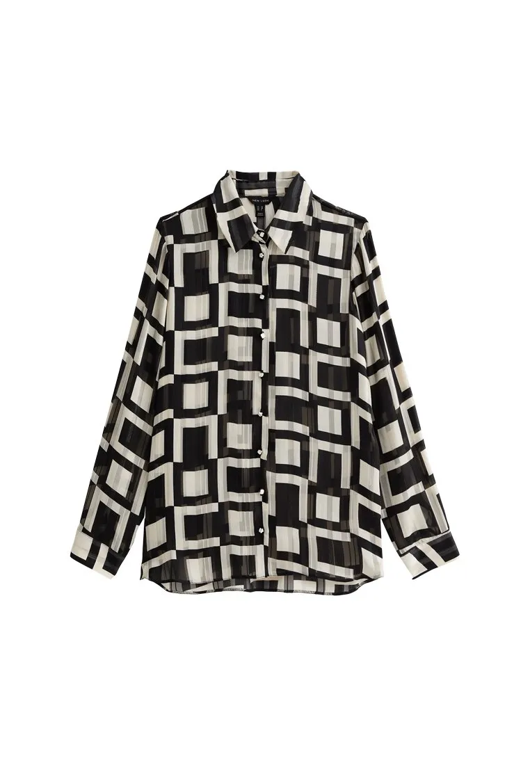 GEOMETRIC PRINT LONGLINE - Camicia