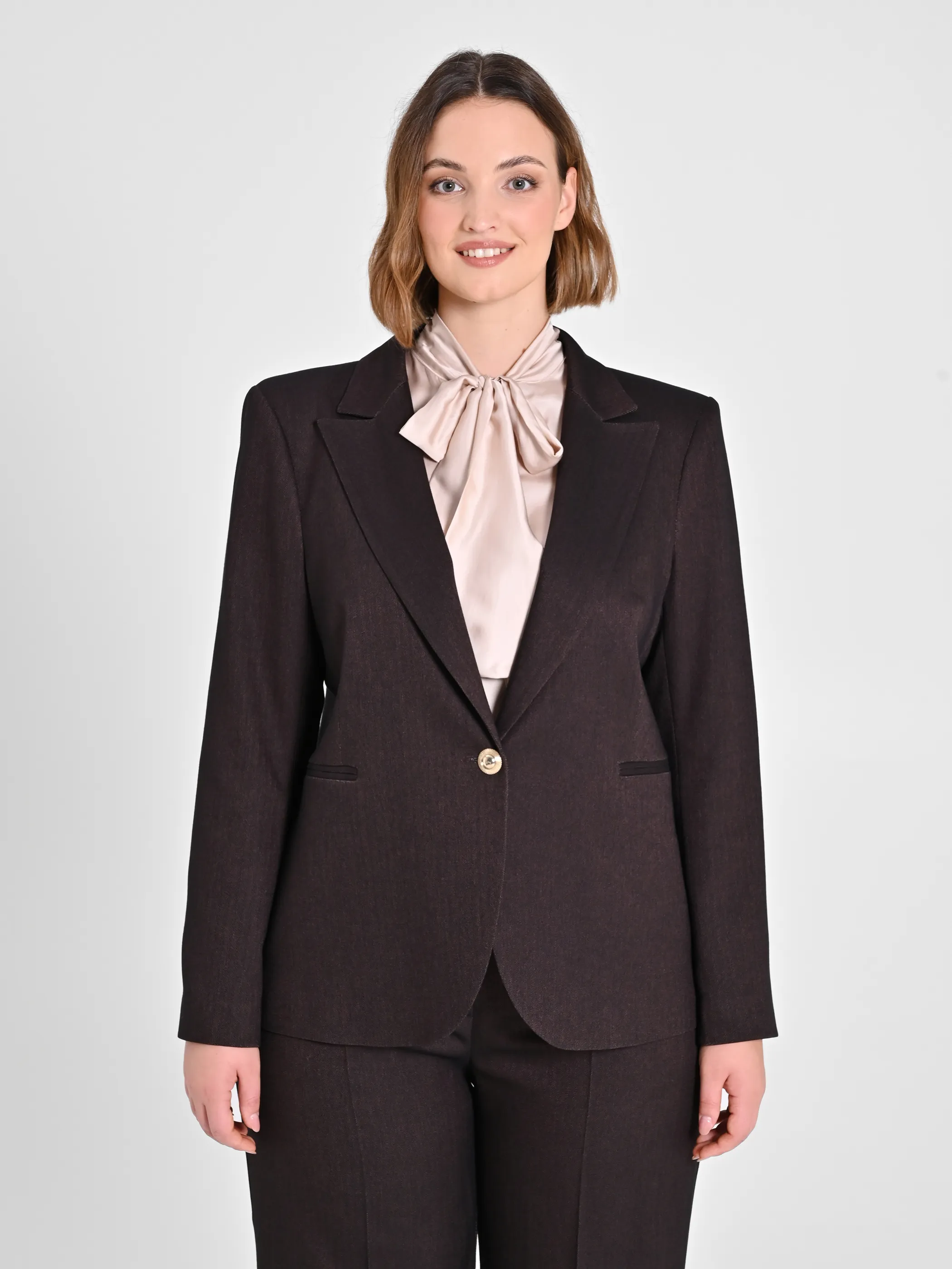      Giacca Curvy in Poliviscosa Marrone     