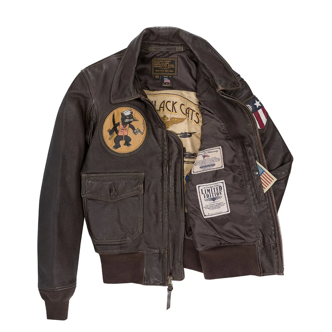 Giacca da volo Cockpit USA Black Eagle USN G-1 marrone prodotta negli Stati Uniti
