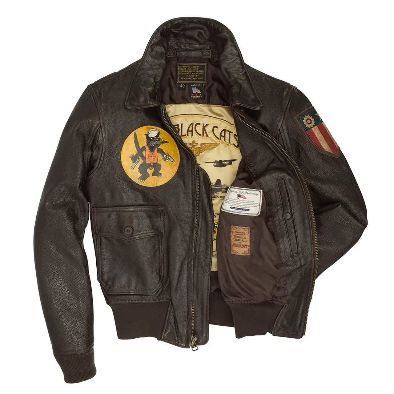 Giacca da volo Cockpit USA Black Eagle USN G-1 marrone prodotta negli Stati Uniti