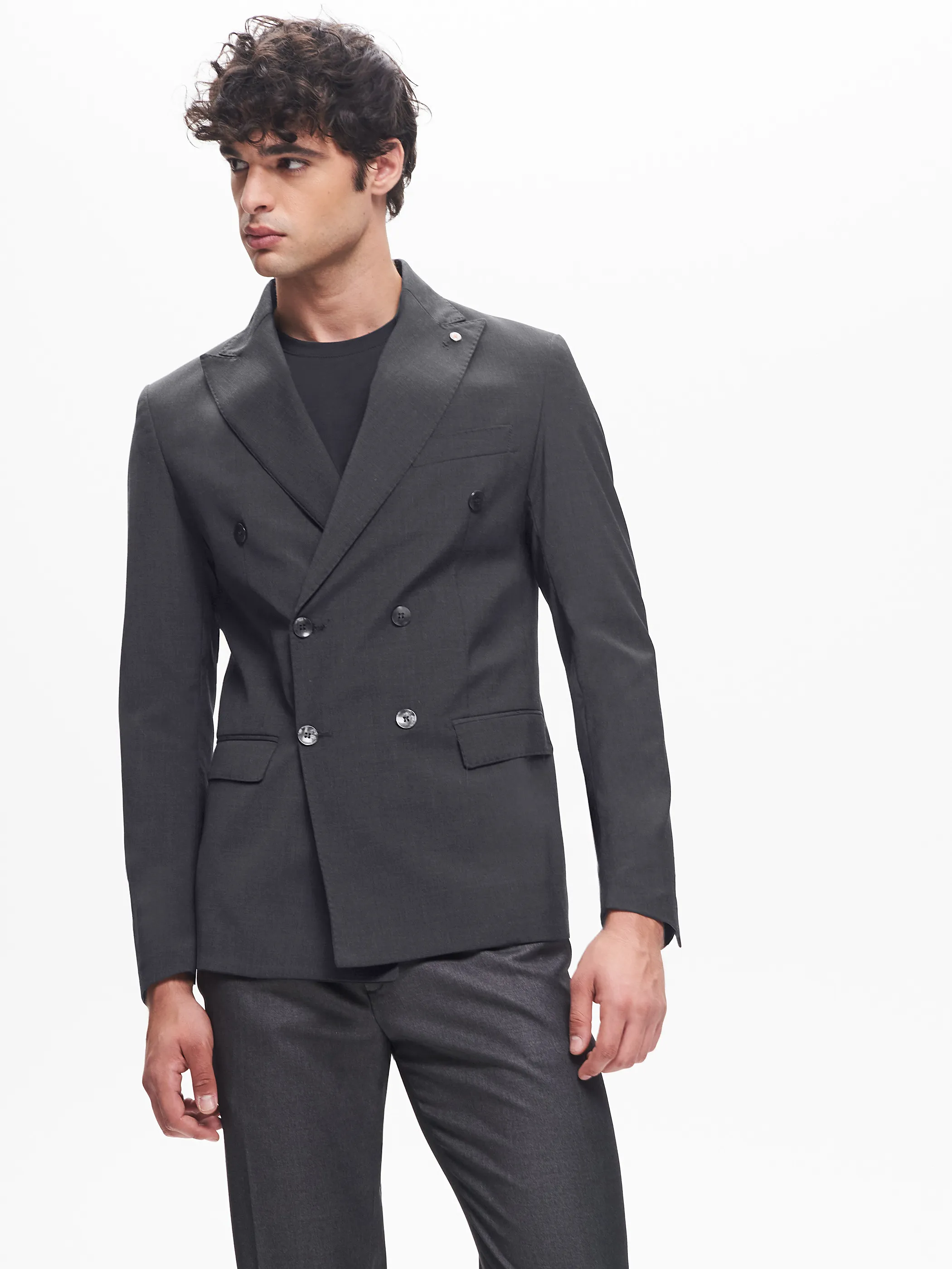      Giacca Doppiopetto Uomo Poliviscosa Antracite QB24     