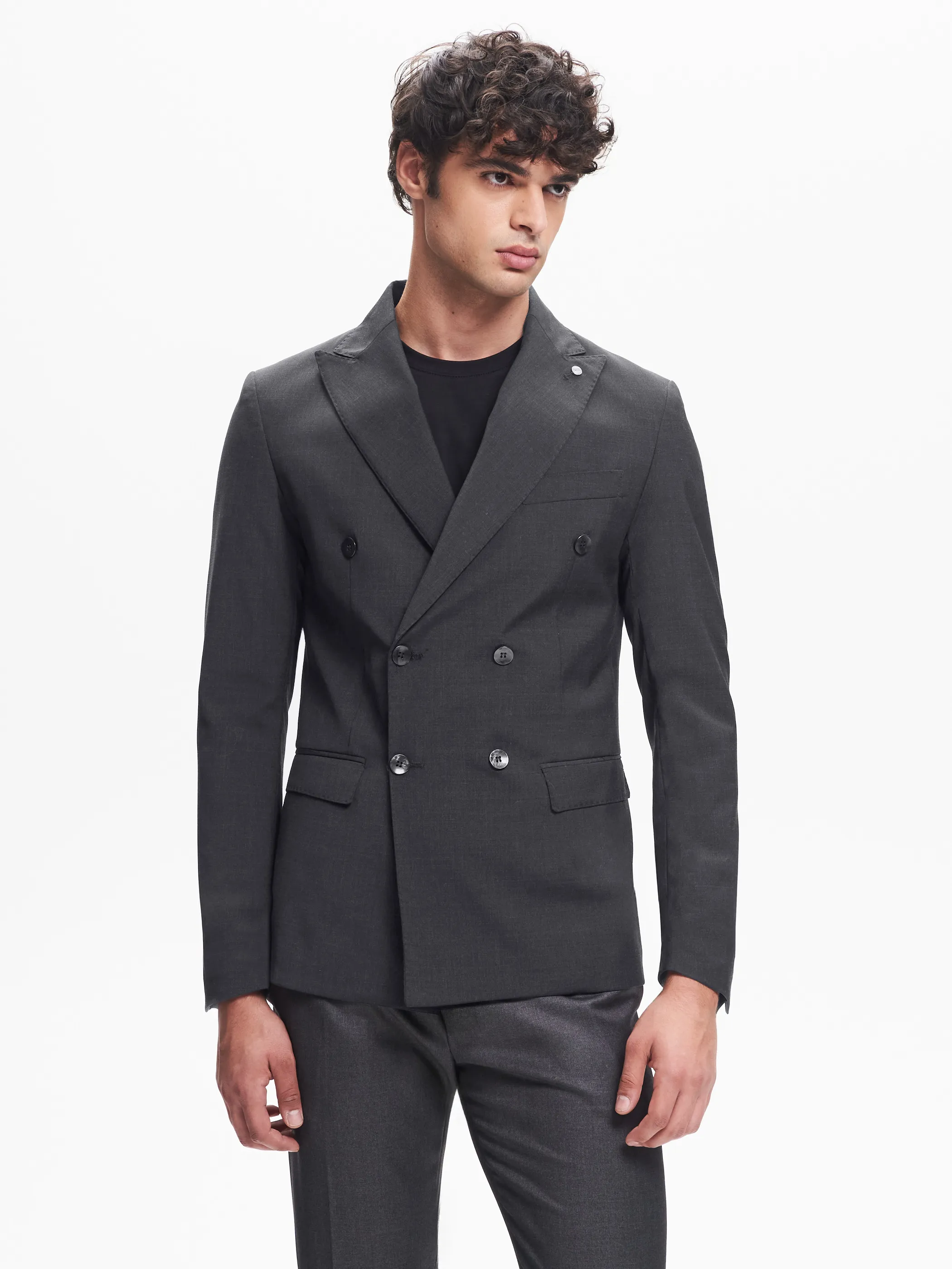      Giacca Doppiopetto Uomo Poliviscosa Antracite QB24     