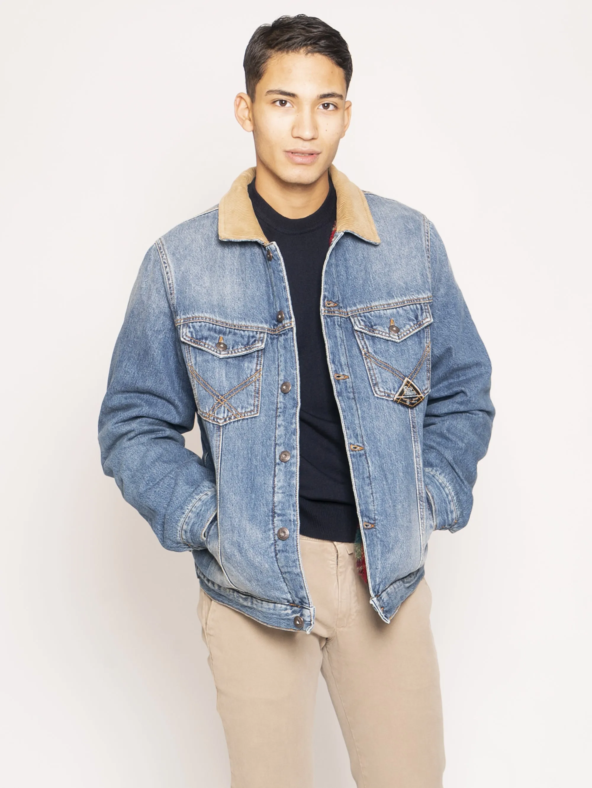 Giacca in Denim e Pile - Blu