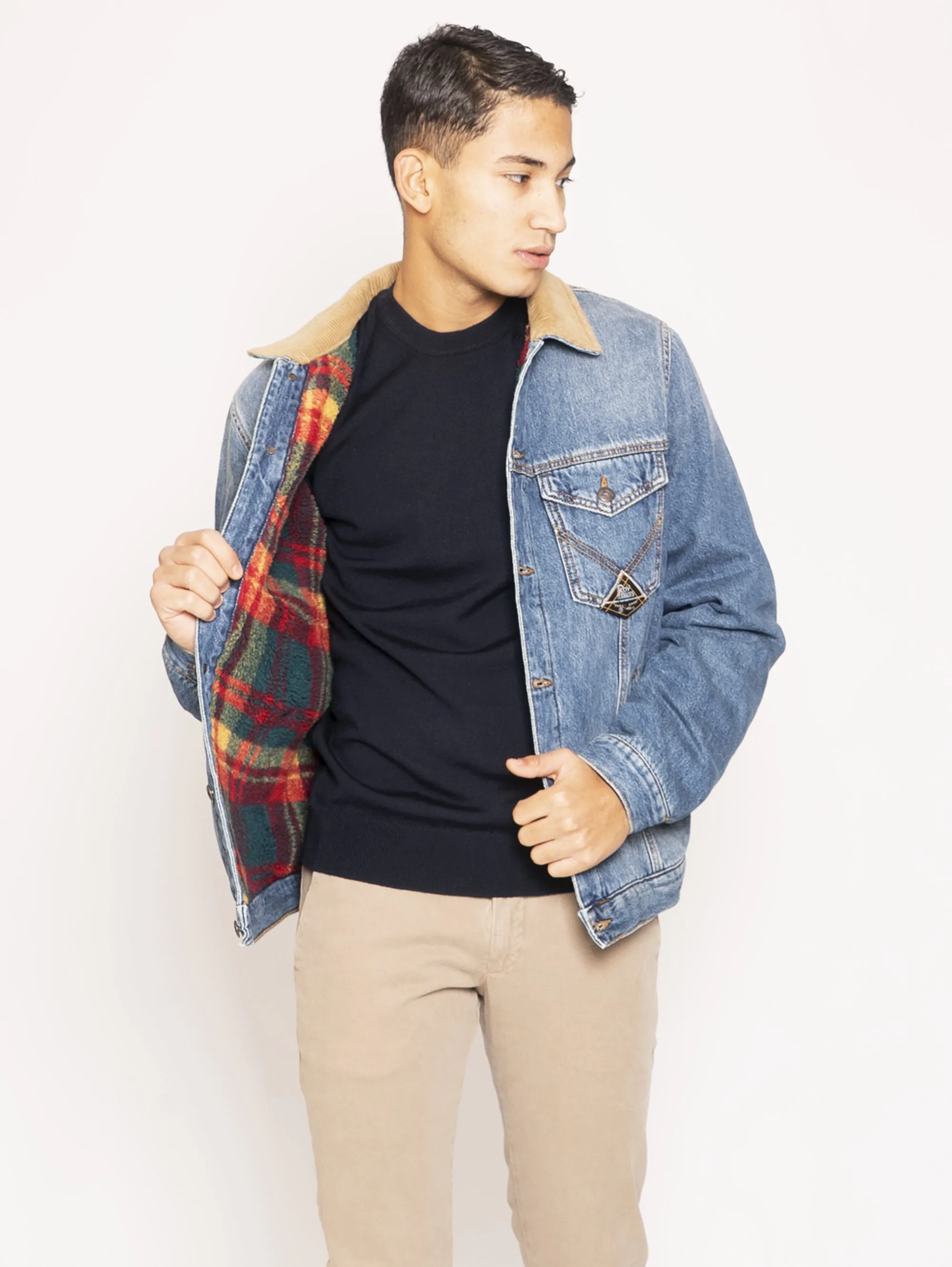 Giacca in Denim e Pile - Blu