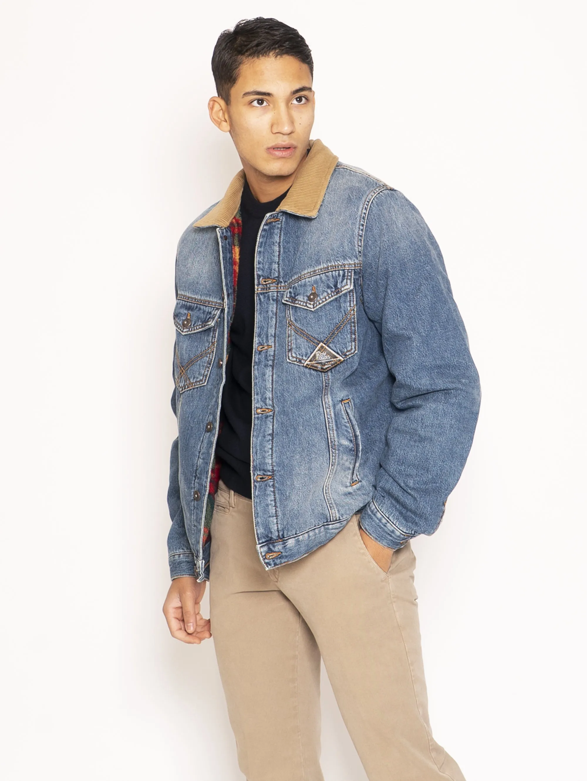 Giacca in Denim e Pile - Blu