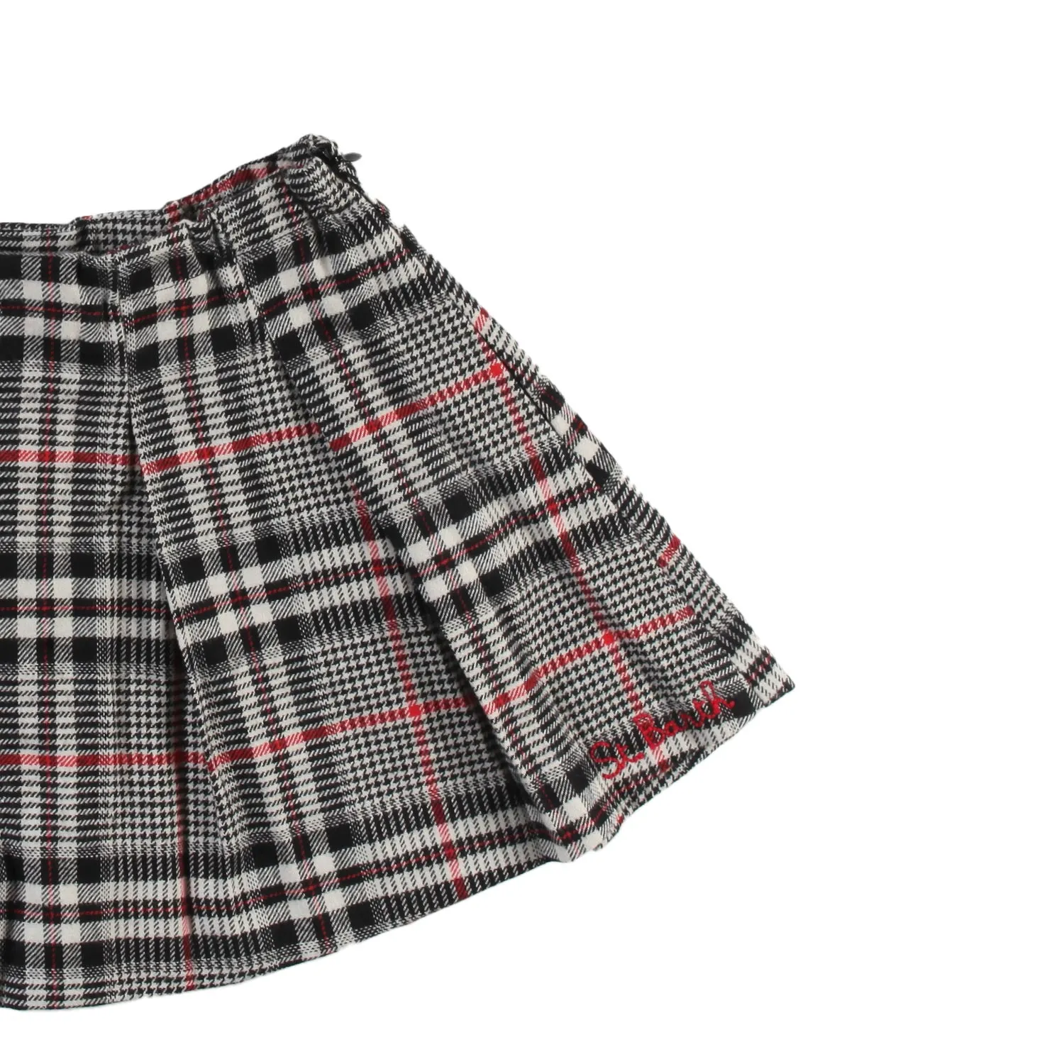 Gonna Mc2 Tartan Panna E Nera Con Profili Rossi