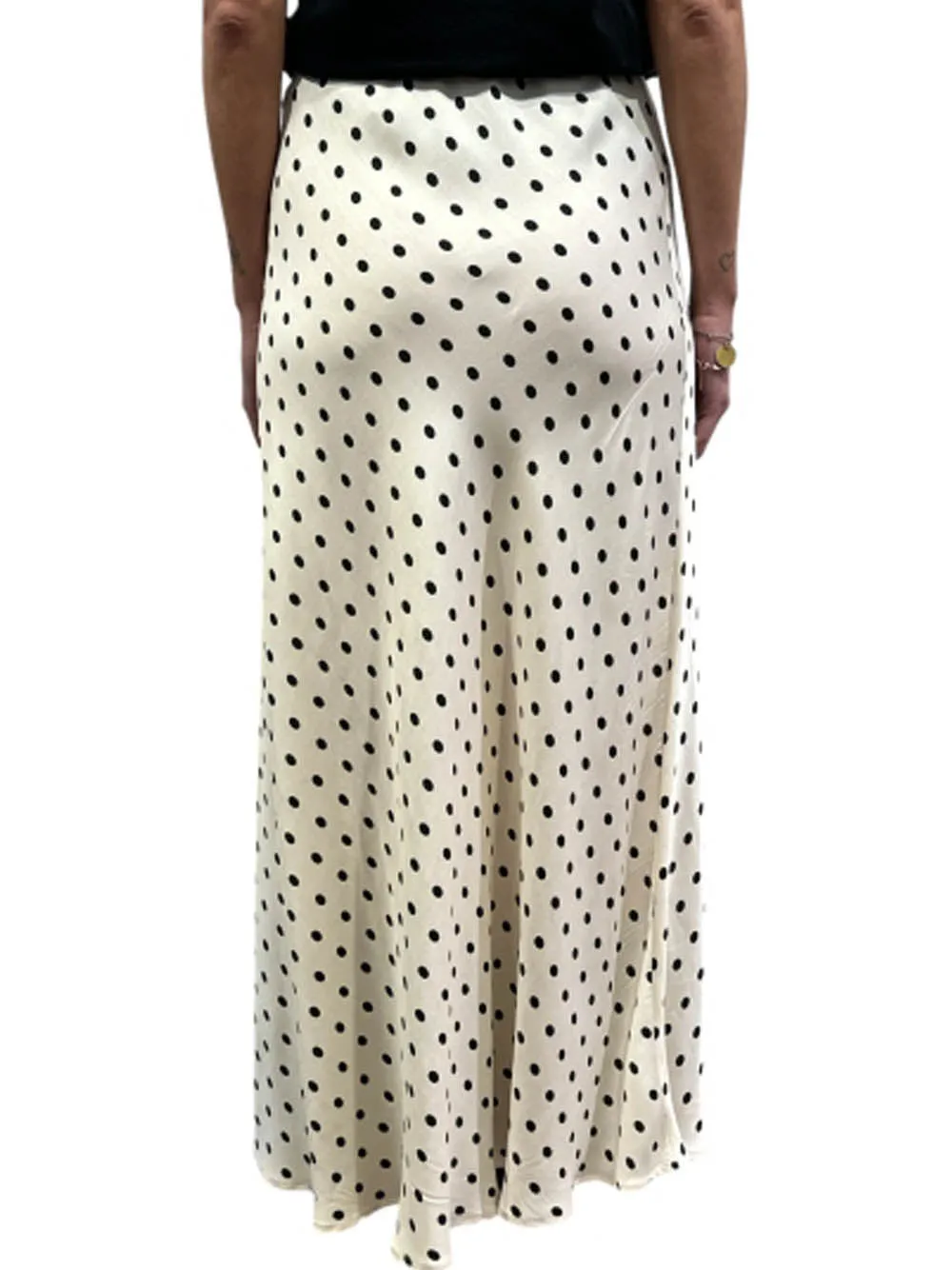 Gonna Satin Pois - Avorio Nero