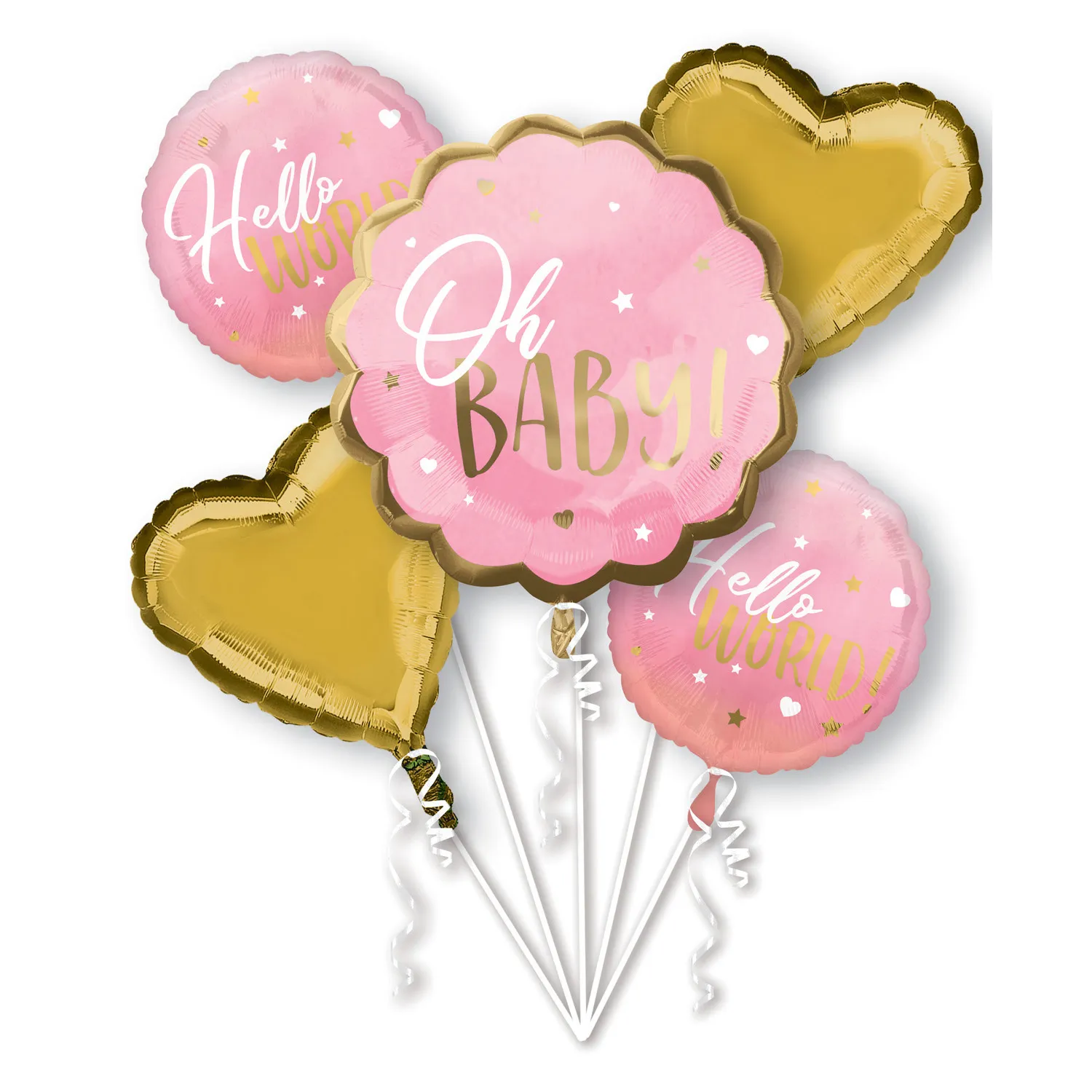 Hello World bouquet di palloncini rosa
