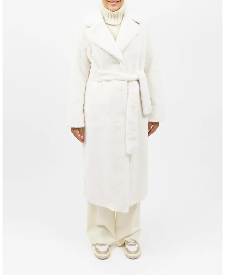 Herno - Cappotto Lungo Faux Teddy Bianco Donna