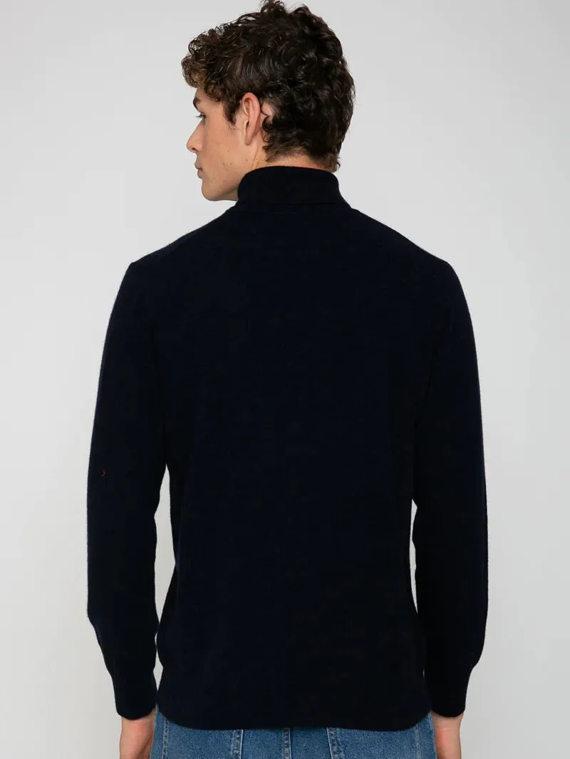 High Neck Sweater with Fontale Mc2 Saint Barth Writing / Blue
